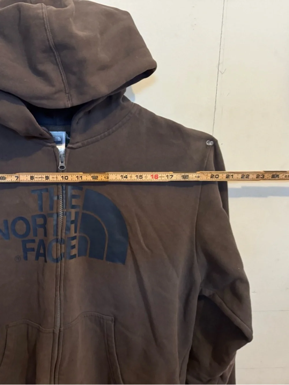 The North Face Gray Zip-Up Hoodie with Navy Logo